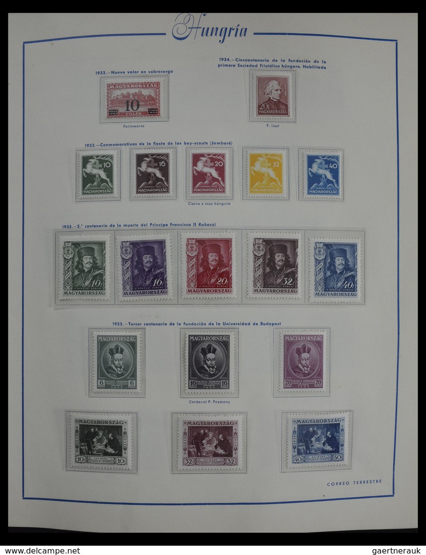 Ungarn: 1913-1990: Very Well Filled, Mostly MNH And Mint Hinged Collection Hungary 1913-1990 In 4 Al - Cartas & Documentos