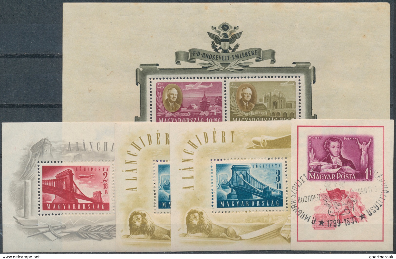 Ungarn: 1947-1949, Lot Mit 5 Blöcken, Dabei Bl. 11 Postfrisch (leichte Stockpunkte) Bl. 12 Postfrisc - Briefe U. Dokumente