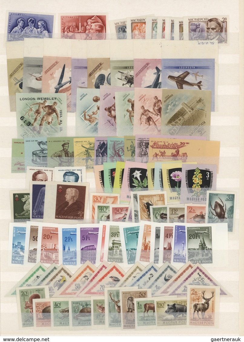 Ungarn: 1950/1975 (ca.), Mint Collection Of Apprx. 520 IMPERFORATE Stamps With Apparently Mainly Com - Briefe U. Dokumente