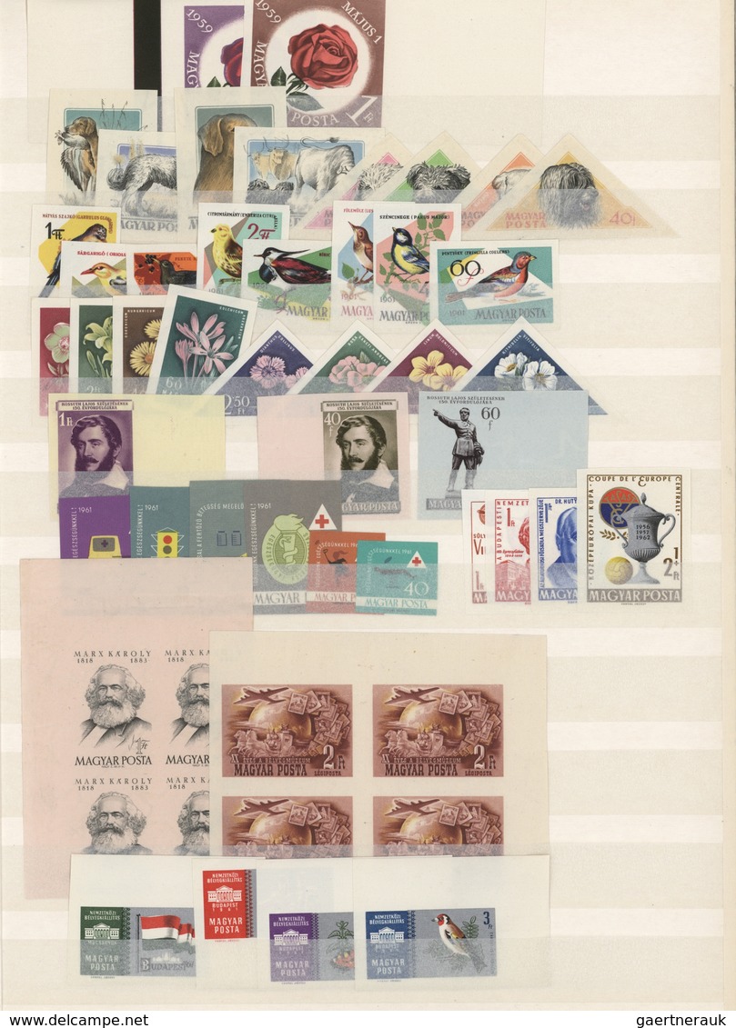 Ungarn: 1950/1975 (ca.), Mint Collection Of Apprx. 520 IMPERFORATE Stamps With Apparently Mainly Com - Briefe U. Dokumente