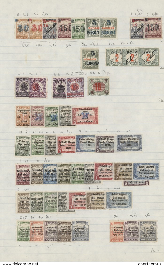 Ungarn - Besetzte Gebiete: 1919/1921, Banat/Szegedin/Western Hungary/Baranya/Debrecen, Mint And Used - Other & Unclassified