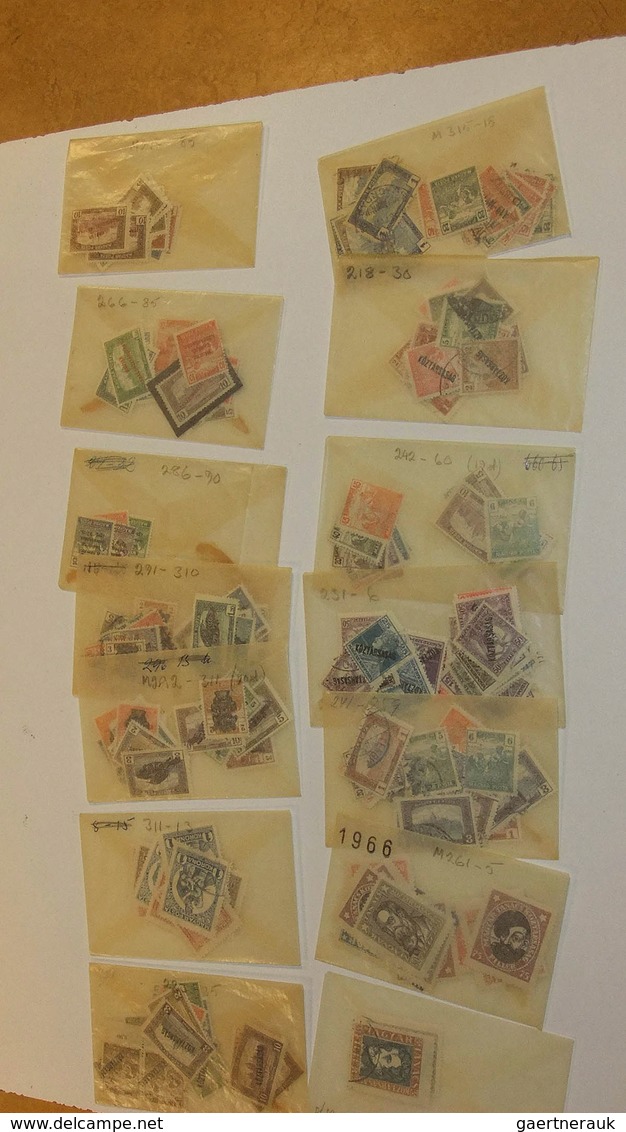 Europa - Ost: MNH, mint hinged and used lot Eastern Europe in glassines in box. Contains very much m