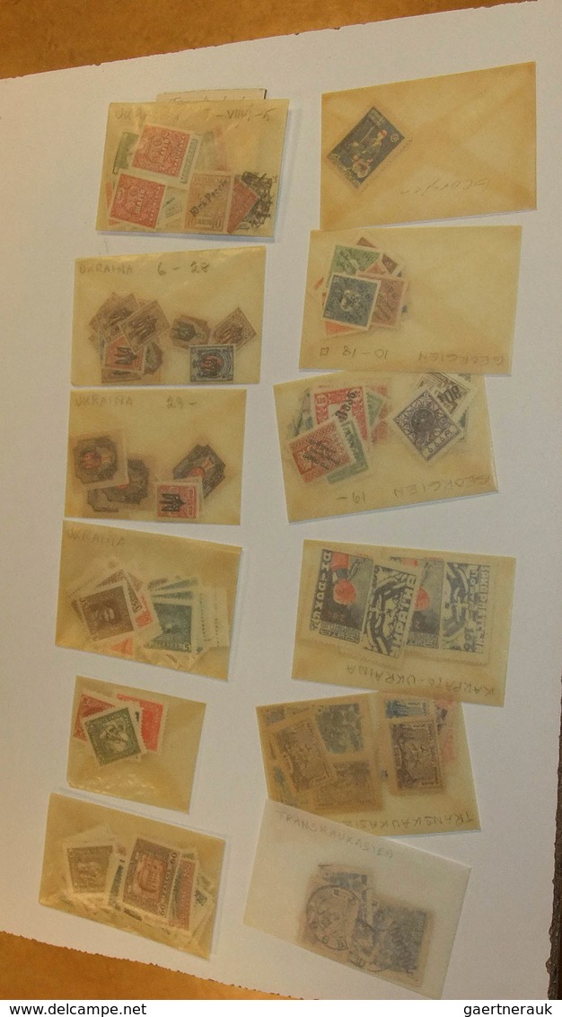 Europa - Ost: MNH, mint hinged and used lot Eastern Europe in glassines in box. Contains very much m