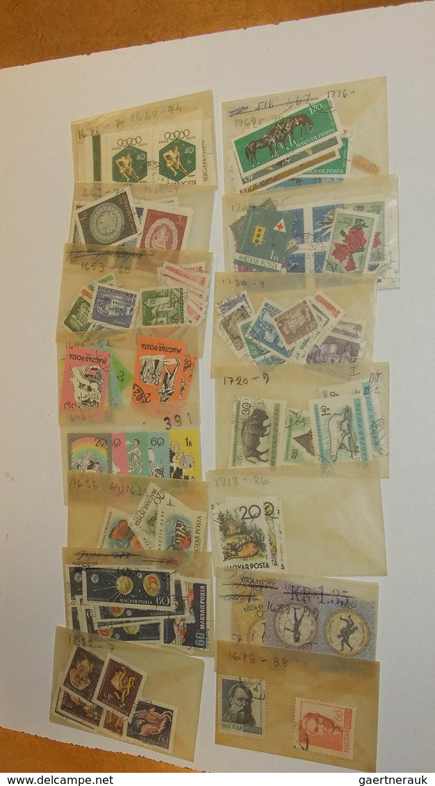 Europa - Ost: MNH, mint hinged and used lot Eastern Europe in glassines in box. Contains very much m
