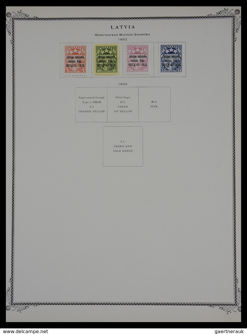 Baltische Staaten: 1918-1934: Nicely filled, mint hinged and used collection Estonia, Latvia and Lit