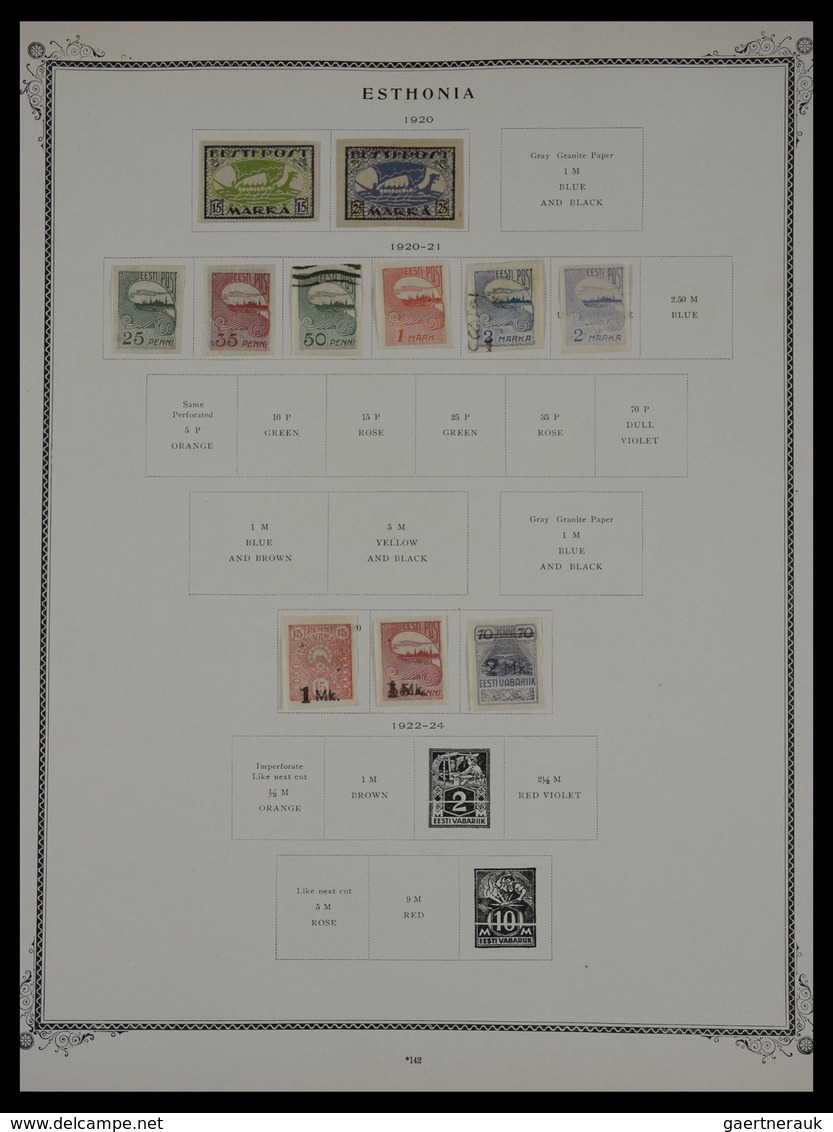 Baltische Staaten: 1918-1934: Nicely filled, mint hinged and used collection Estonia, Latvia and Lit