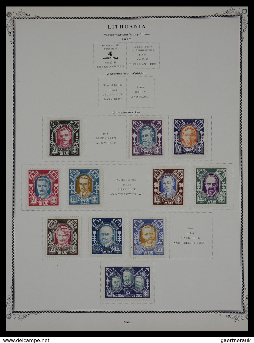 Baltische Staaten: 1918-1934: Nicely filled, mint hinged and used collection Estonia, Latvia and Lit