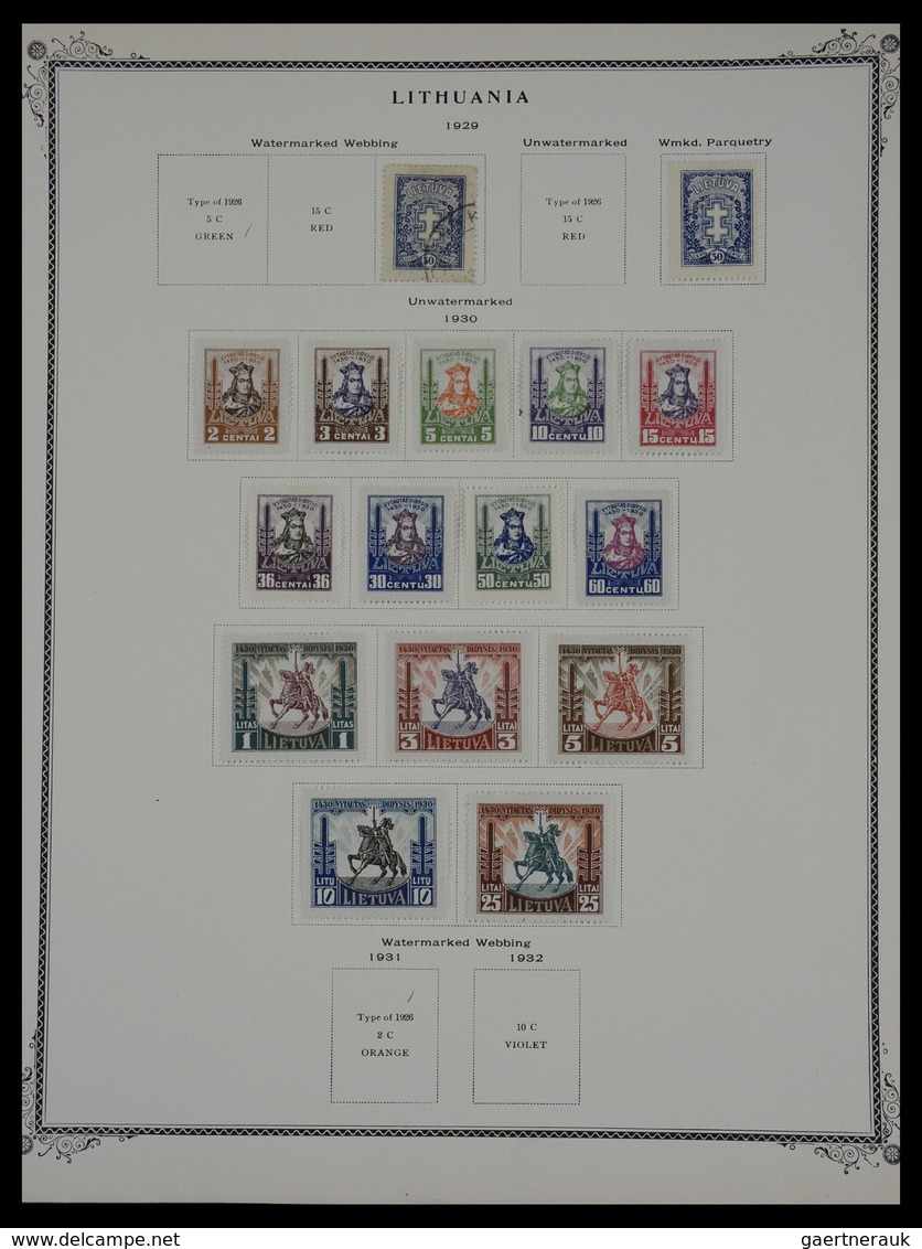 Baltische Staaten: 1918-1934: Nicely filled, mint hinged and used collection Estonia, Latvia and Lit