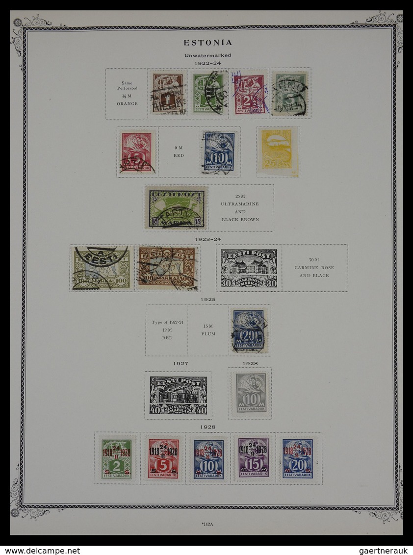 Baltische Staaten: 1918-1934: Nicely filled, mint hinged and used collection Estonia, Latvia and Lit