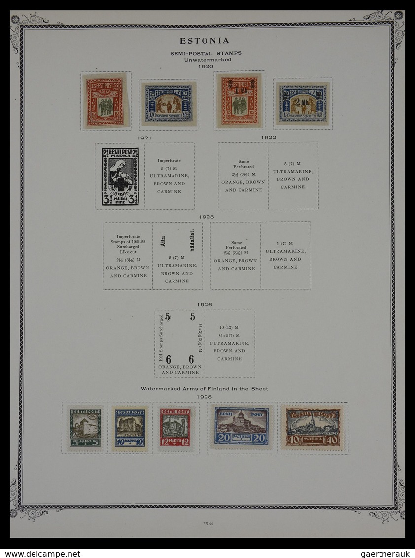 Baltische Staaten: 1918-1934: Nicely filled, mint hinged and used collection Estonia, Latvia and Lit