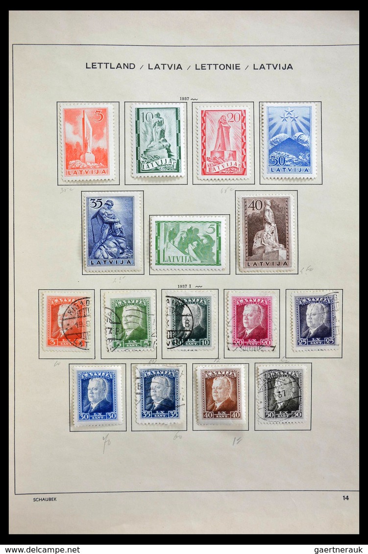 Baltische Staaten: 1918-1940: Mint hinged and used collection Baltic States 1918-1940 on Schaubek al