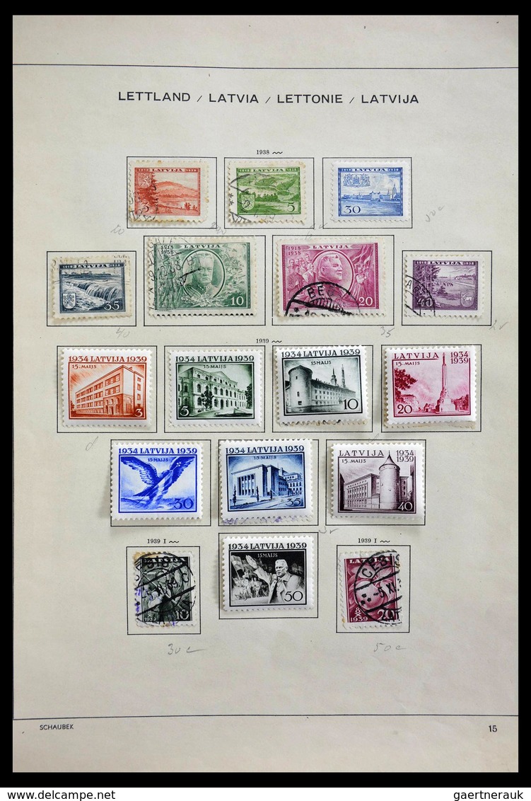 Baltische Staaten: 1918-1940: Mint hinged and used collection Baltic States 1918-1940 on Schaubek al