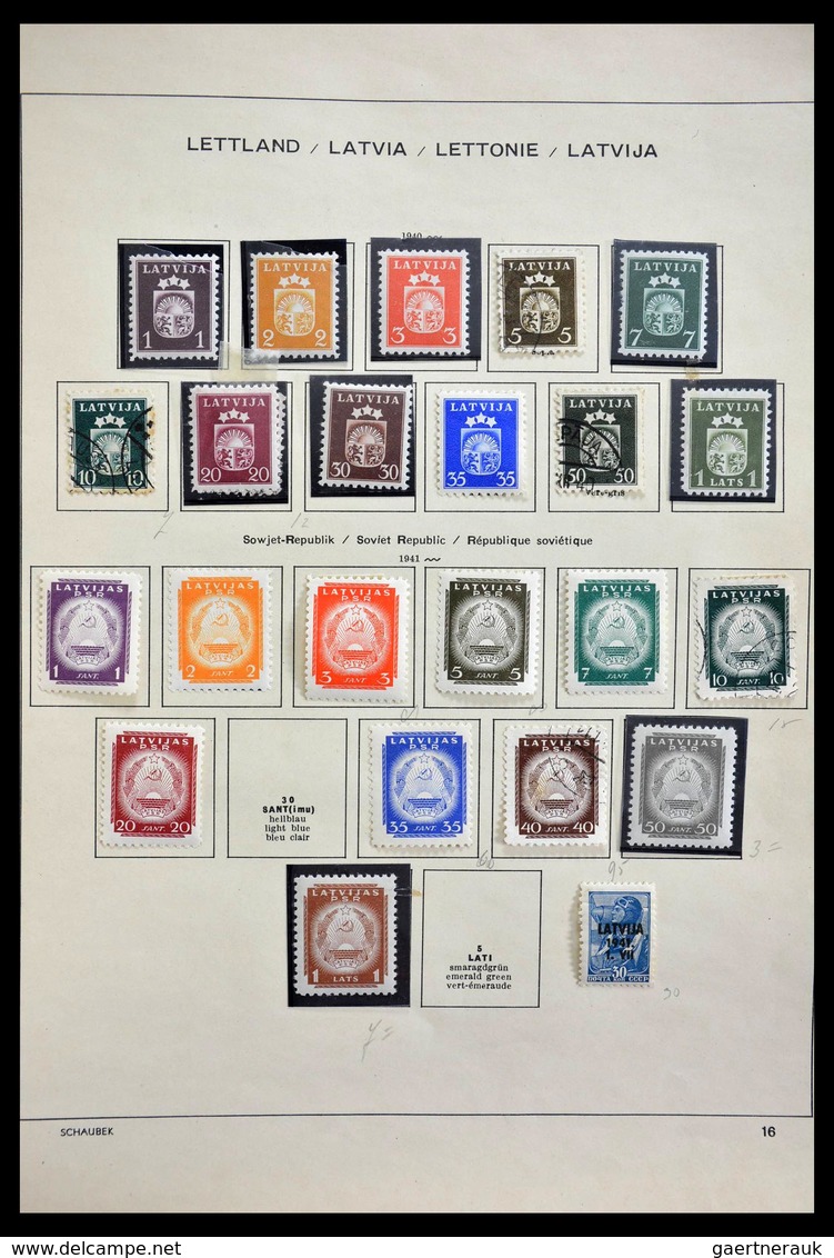 Baltische Staaten: 1918-1940: Mint hinged and used collection Baltic States 1918-1940 on Schaubek al