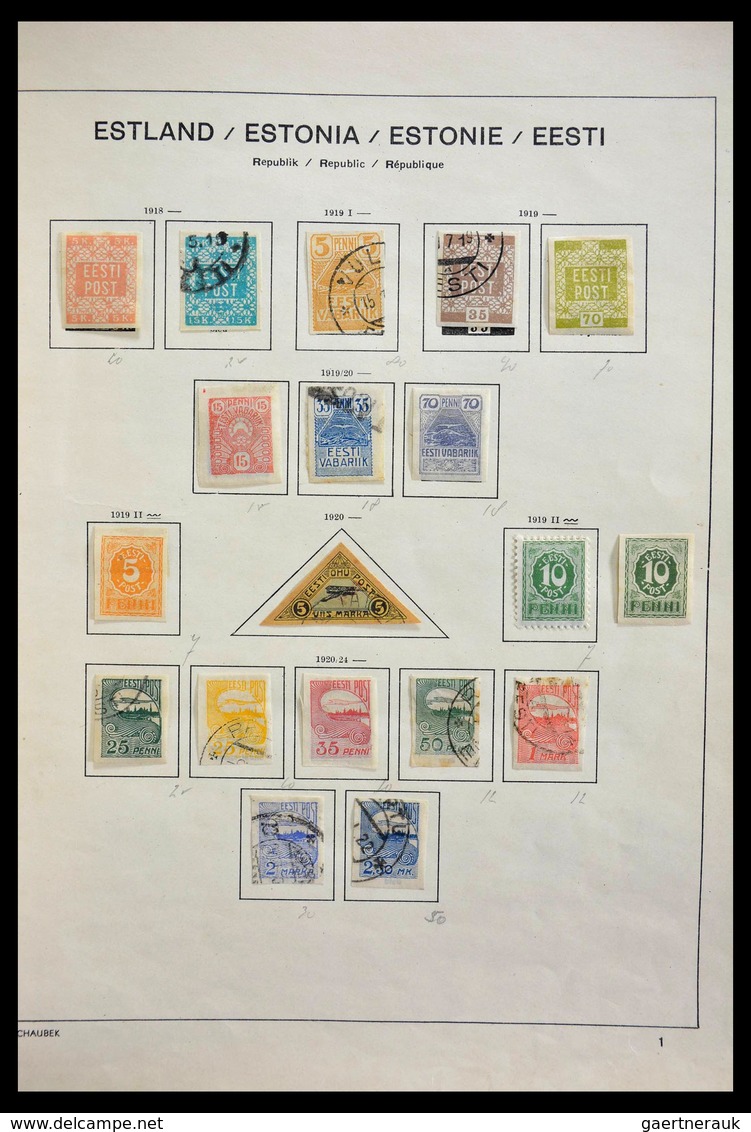 Baltische Staaten: 1918-1940: Mint hinged and used collection Baltic States 1918-1940 on Schaubek al