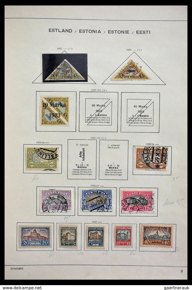 Baltische Staaten: 1918-1940: Mint hinged and used collection Baltic States 1918-1940 on Schaubek al