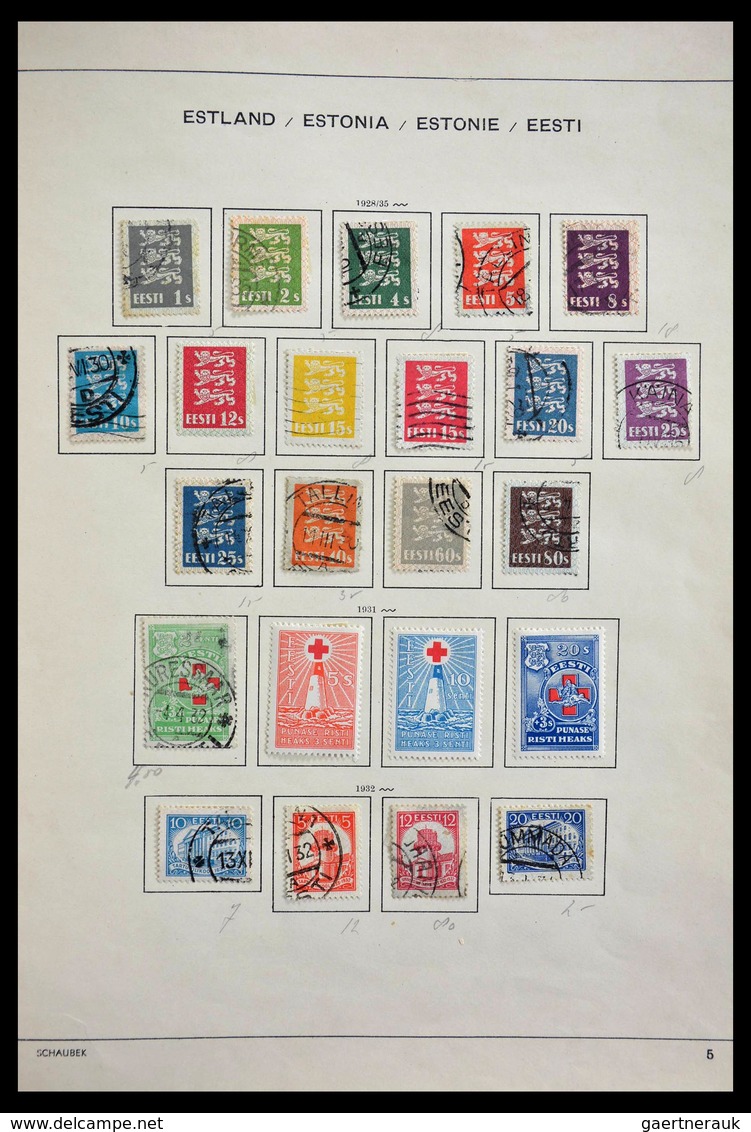 Baltische Staaten: 1918-1940: Mint hinged and used collection Baltic States 1918-1940 on Schaubek al