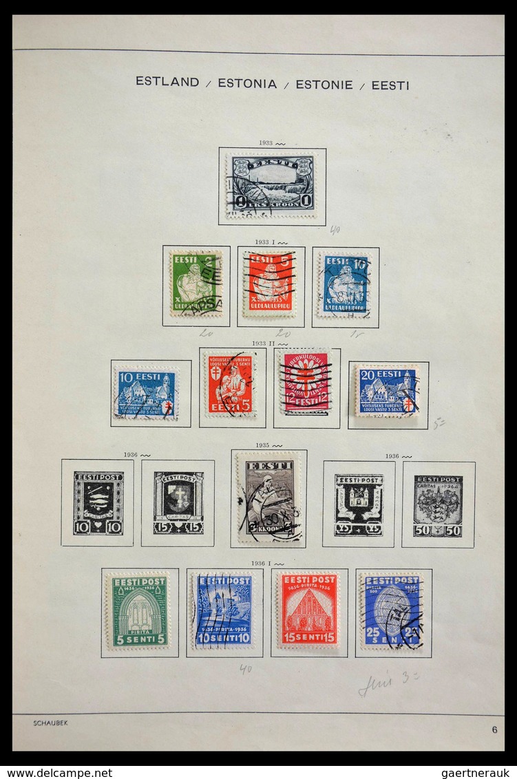 Baltische Staaten: 1918-1940: Mint hinged and used collection Baltic States 1918-1940 on Schaubek al