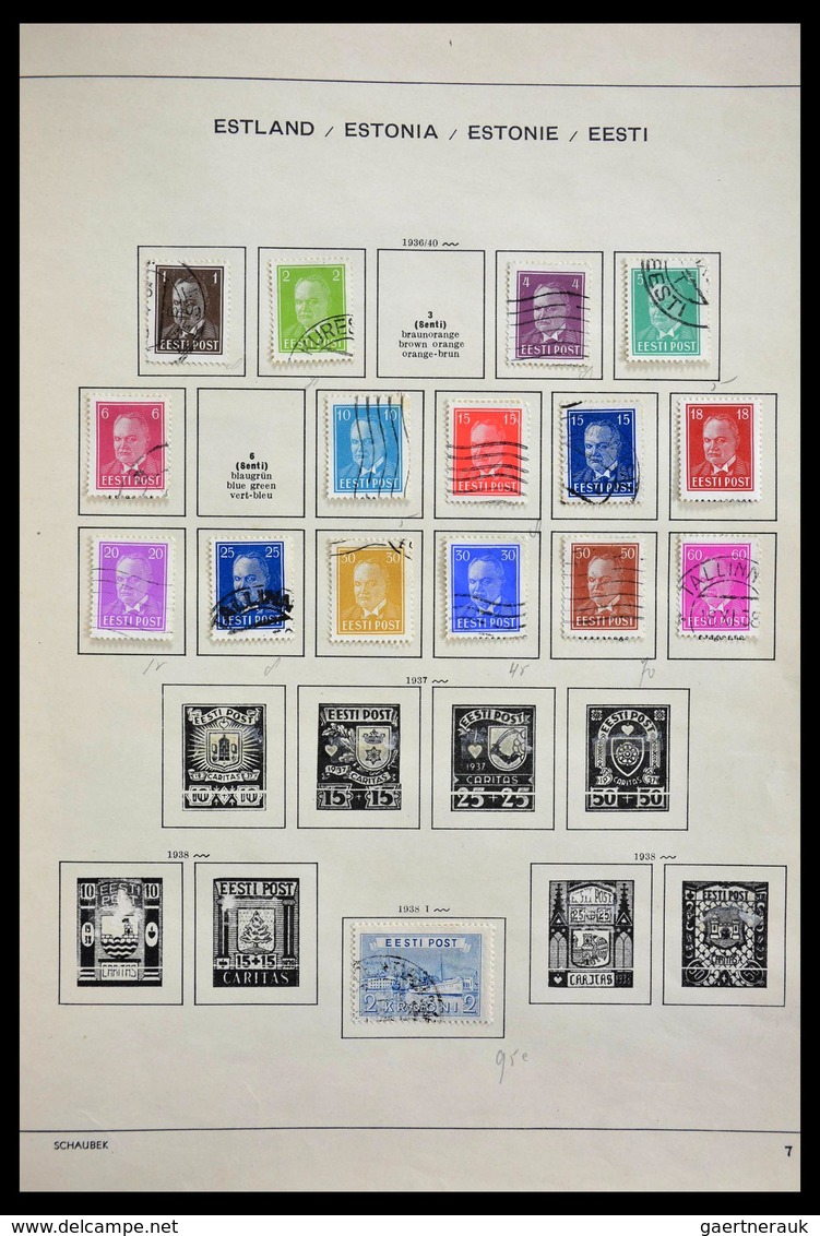 Baltische Staaten: 1918-1940: Mint hinged and used collection Baltic States 1918-1940 on Schaubek al