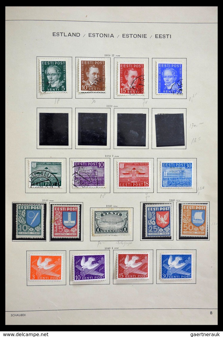 Baltische Staaten: 1918-1940: Mint hinged and used collection Baltic States 1918-1940 on Schaubek al