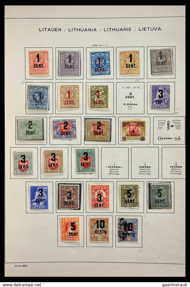 Baltische Staaten: 1918-1940: Mint hinged and used collection Baltic States 1918-1940 on Schaubek al