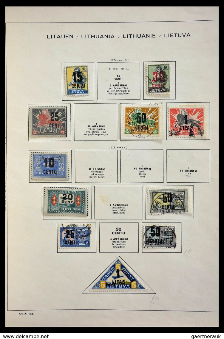 Baltische Staaten: 1918-1940: Mint hinged and used collection Baltic States 1918-1940 on Schaubek al