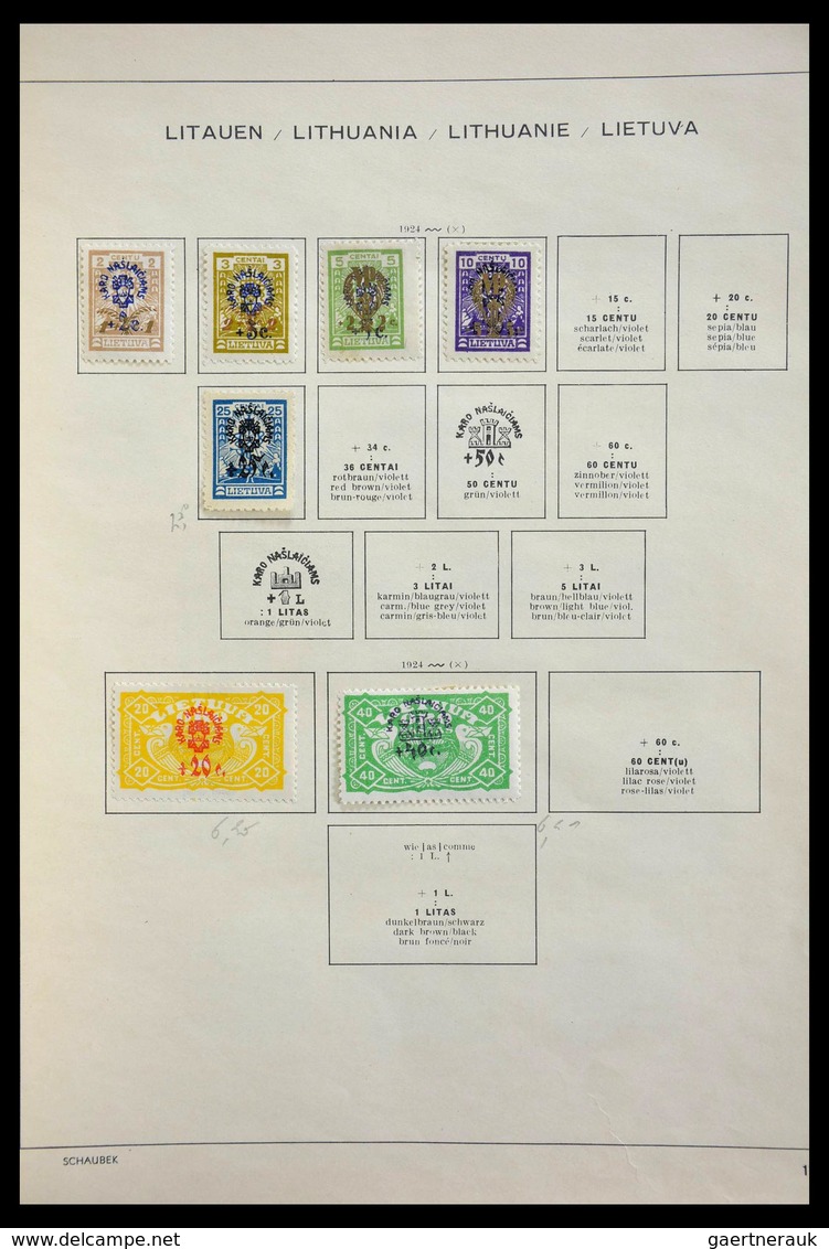 Baltische Staaten: 1918-1940: Mint hinged and used collection Baltic States 1918-1940 on Schaubek al