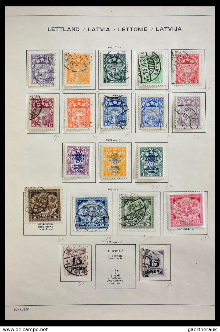 Baltische Staaten: 1918-1940: Mint hinged and used collection Baltic States 1918-1940 on Schaubek al