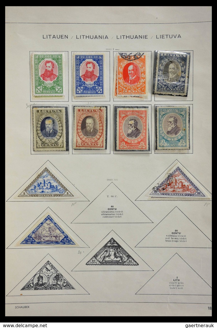 Baltische Staaten: 1918-1940: Mint hinged and used collection Baltic States 1918-1940 on Schaubek al