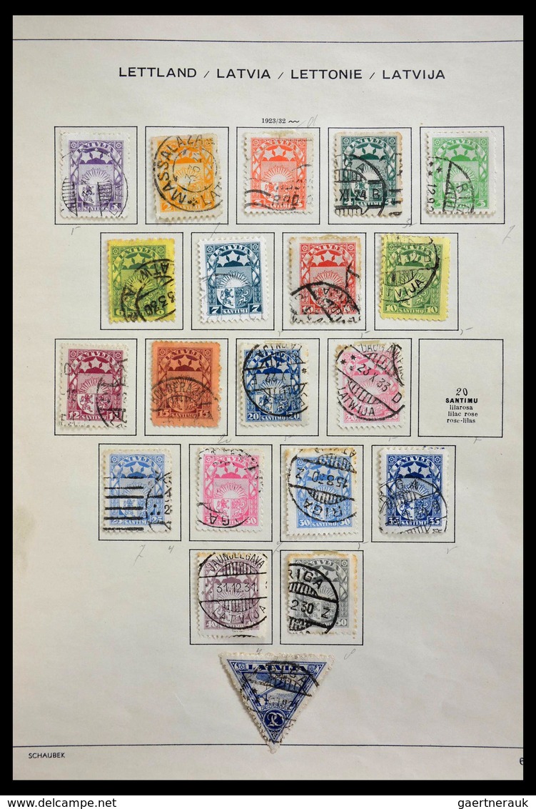 Baltische Staaten: 1918-1940: Mint hinged and used collection Baltic States 1918-1940 on Schaubek al