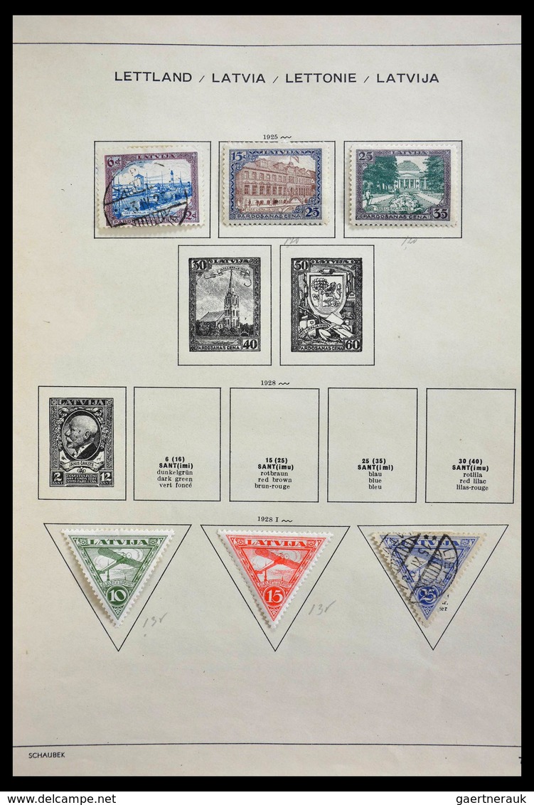 Baltische Staaten: 1918-1940: Mint hinged and used collection Baltic States 1918-1940 on Schaubek al