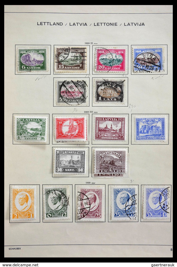 Baltische Staaten: 1918-1940: Mint hinged and used collection Baltic States 1918-1940 on Schaubek al