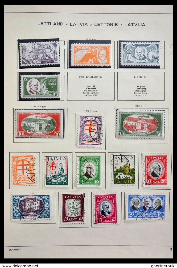 Baltische Staaten: 1918-1940: Mint hinged and used collection Baltic States 1918-1940 on Schaubek al