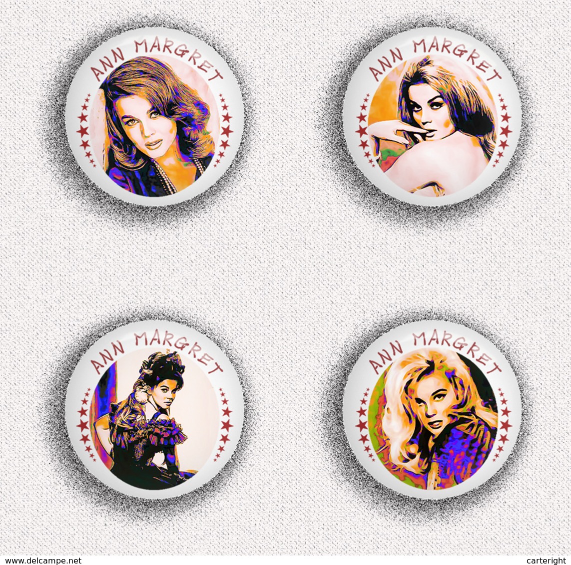 35 X Ann Margret Film Fan ART BADGE BUTTON PIN SET 4 (1inch/25mm Diameter) - Films