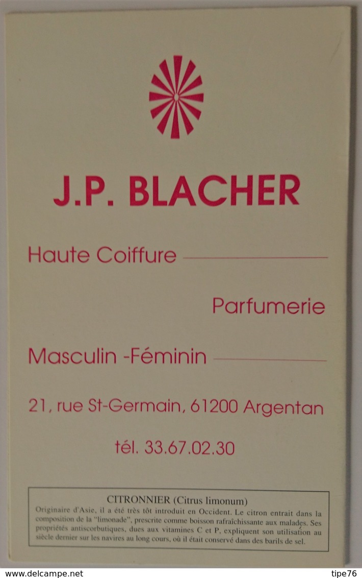 Petit Calendrier De Poche Et Mémo 1992 Citronnier - Coiffeur  Argentan Orne - Formato Piccolo : 1991-00