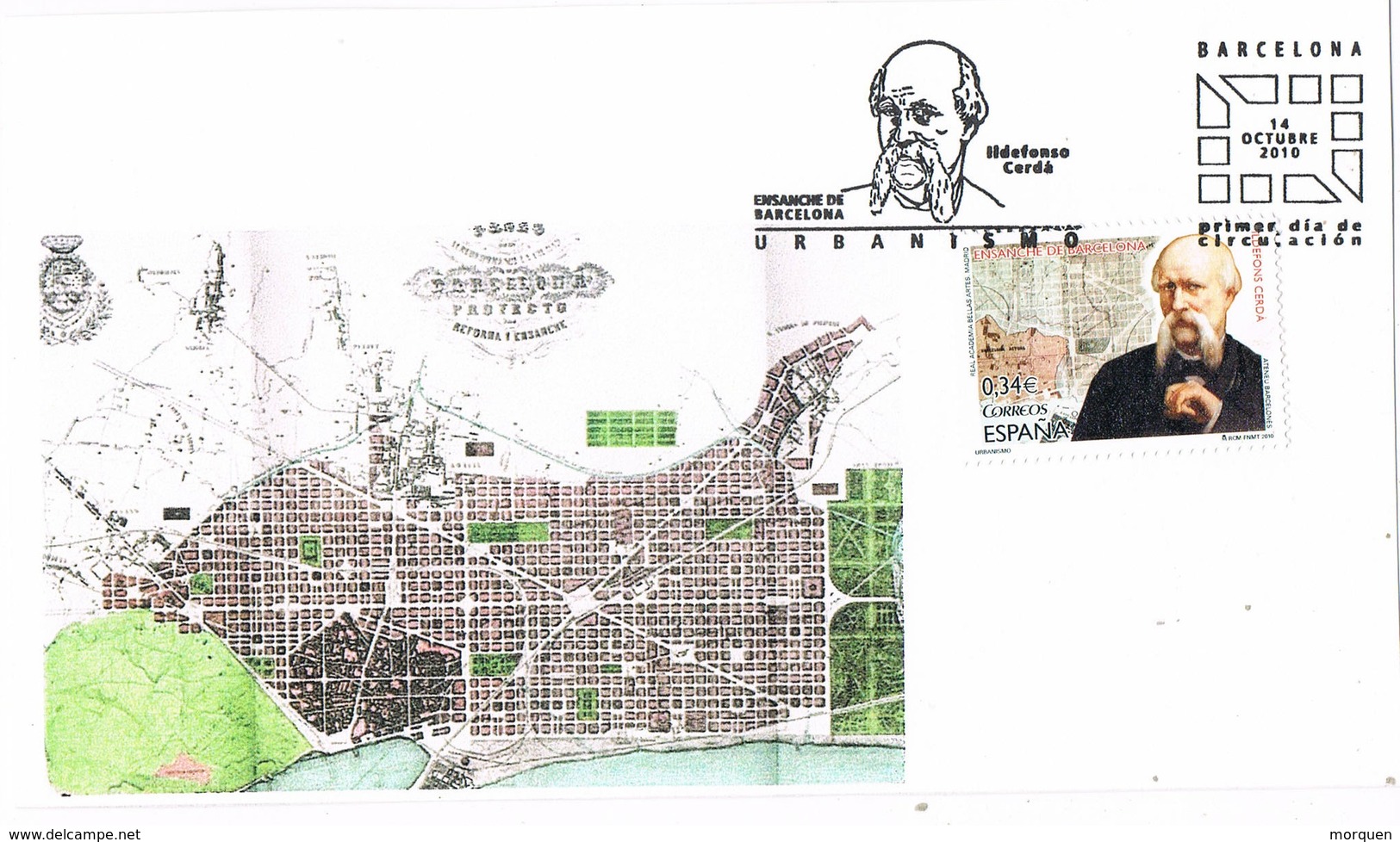 31357. Tarjeta BARCELONA 2010. Urbanismo Plan Cerda, Plano Barcelona - Cartas & Documentos