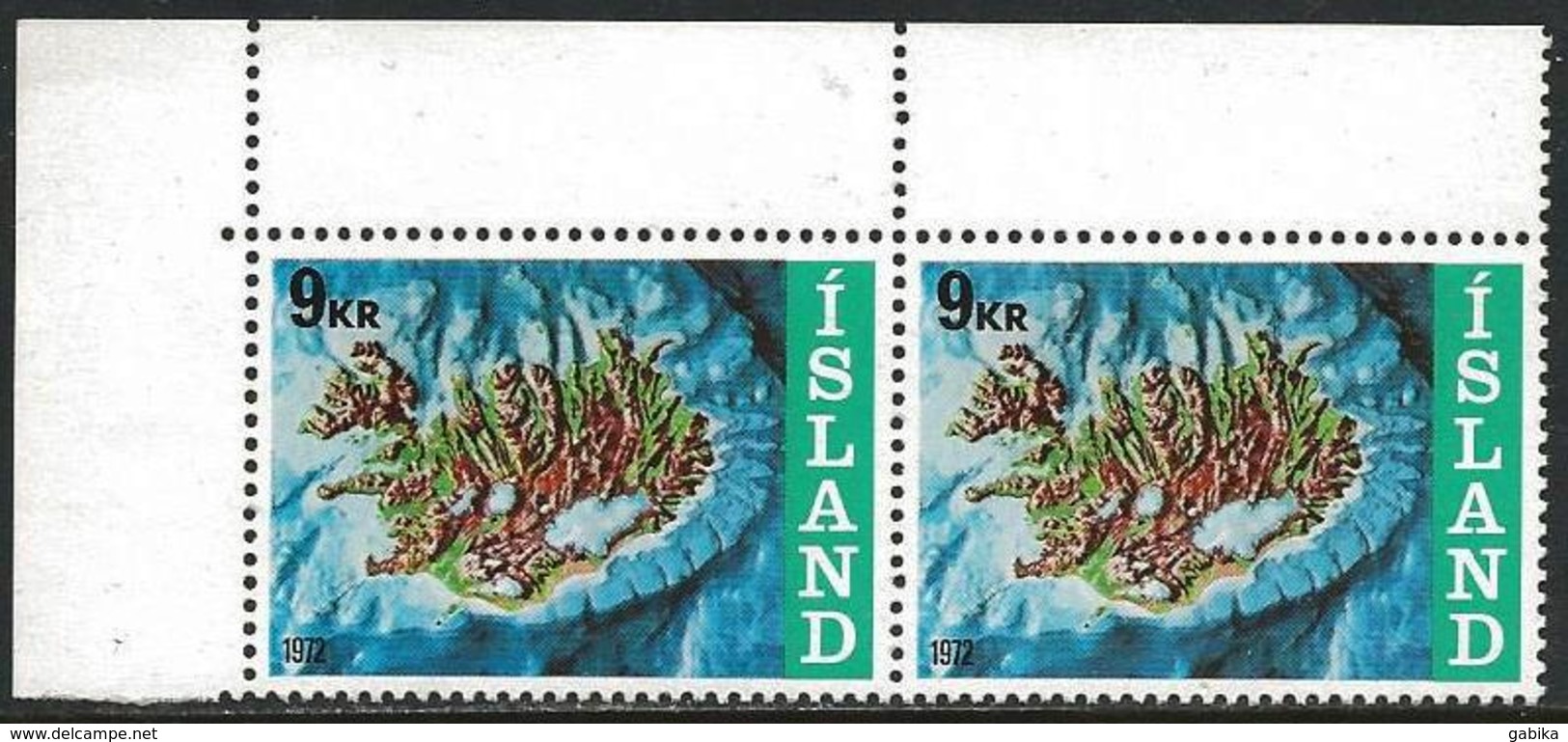 Iceland 1972 Scott 446 MNH Pair Offshore Fishing, Map - Neufs