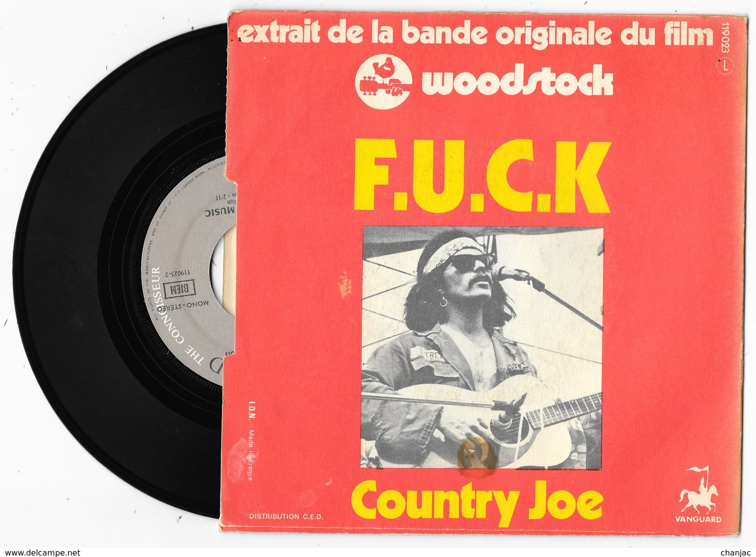 45 Tours COUNTRY JOE - F.U.C.K. Woodstock - Vanguard 119 023 De 1970 - Rock