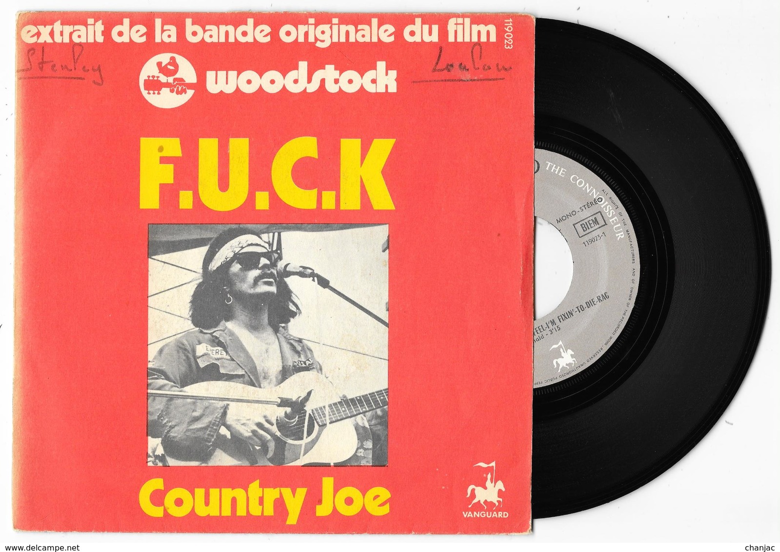 45 Tours COUNTRY JOE - F.U.C.K. Woodstock - Vanguard 119 023 De 1970 - Rock