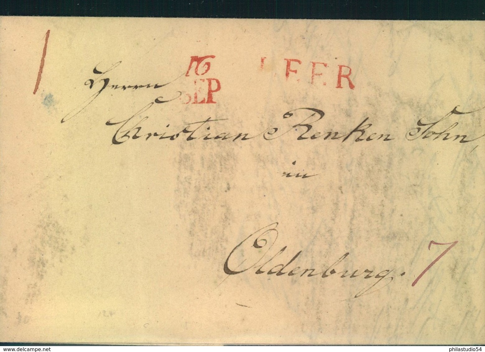 1815, Faltbrief Mit Rotem L1 "JEVER" Mit Beigesetztem Datum Nach Oldenburg. - Oldenburg