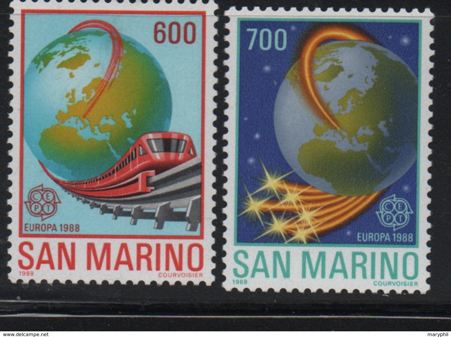 LOT 247 - SAINT MARIN  N°  1179/1180 **- MONORAIL - GLOBE TERRESTRE Cote 17.50 € - 1988