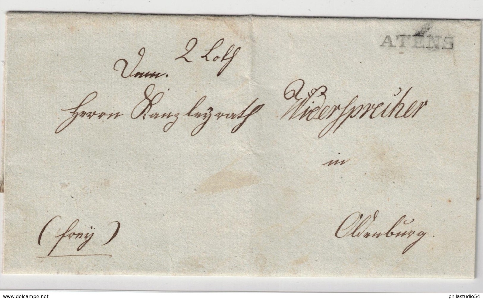 1832, Faltbrief Ab ATENS Nach Oldenburg - Prephilately