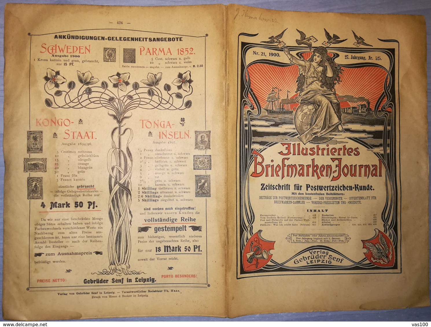 ILLUSTRATED STAMPS JOURNAL- ILLUSTRIERTES BRIEFMARKEN JOURNAL MAGAZINE, LEIPZIG, NR 21, NOVEMBER 1900, GERMANY - Allemand (jusque 1940)