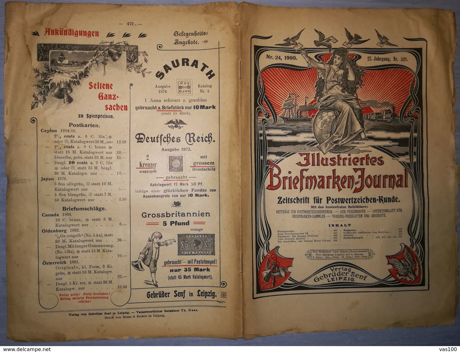 ILLUSTRATED STAMPS JOURNAL- ILLUSTRIERTES BRIEFMARKEN JOURNAL MAGAZINE, LEIPZIG, NR 24, DECEMBER 1900, GERMANY - Allemand (jusque 1940)