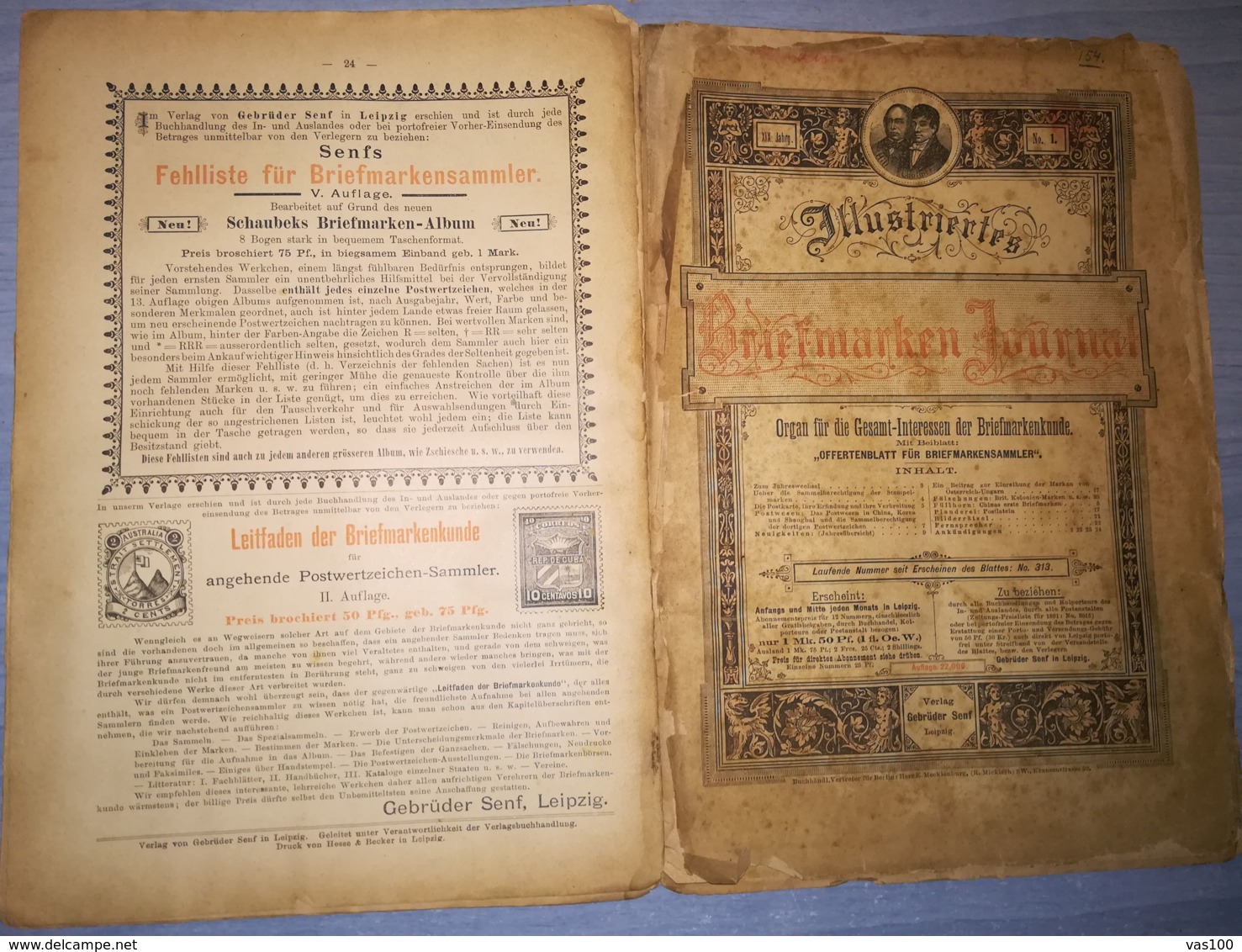 ILLUSTRATED STAMPS JOURNAL- ILLUSTRIERTES BRIEFMARKEN JOURNAL MAGAZINE, LEIPZIG, NR 1, JANUARY 1892, GERMANY - Tedesche (prima Del 1940)