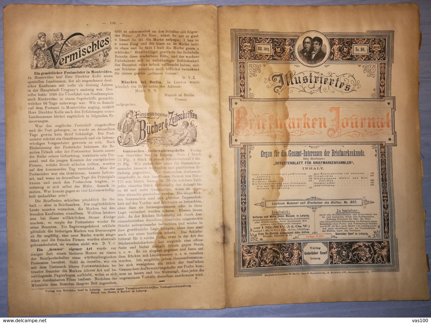 ILLUSTRATED STAMPS JOURNAL- ILLUSTRIERTES BRIEFMARKEN JOURNAL MAGAZINE, LEIPZIG, NR 10, MAY 1892, GERMANY - Tedesche (prima Del 1940)
