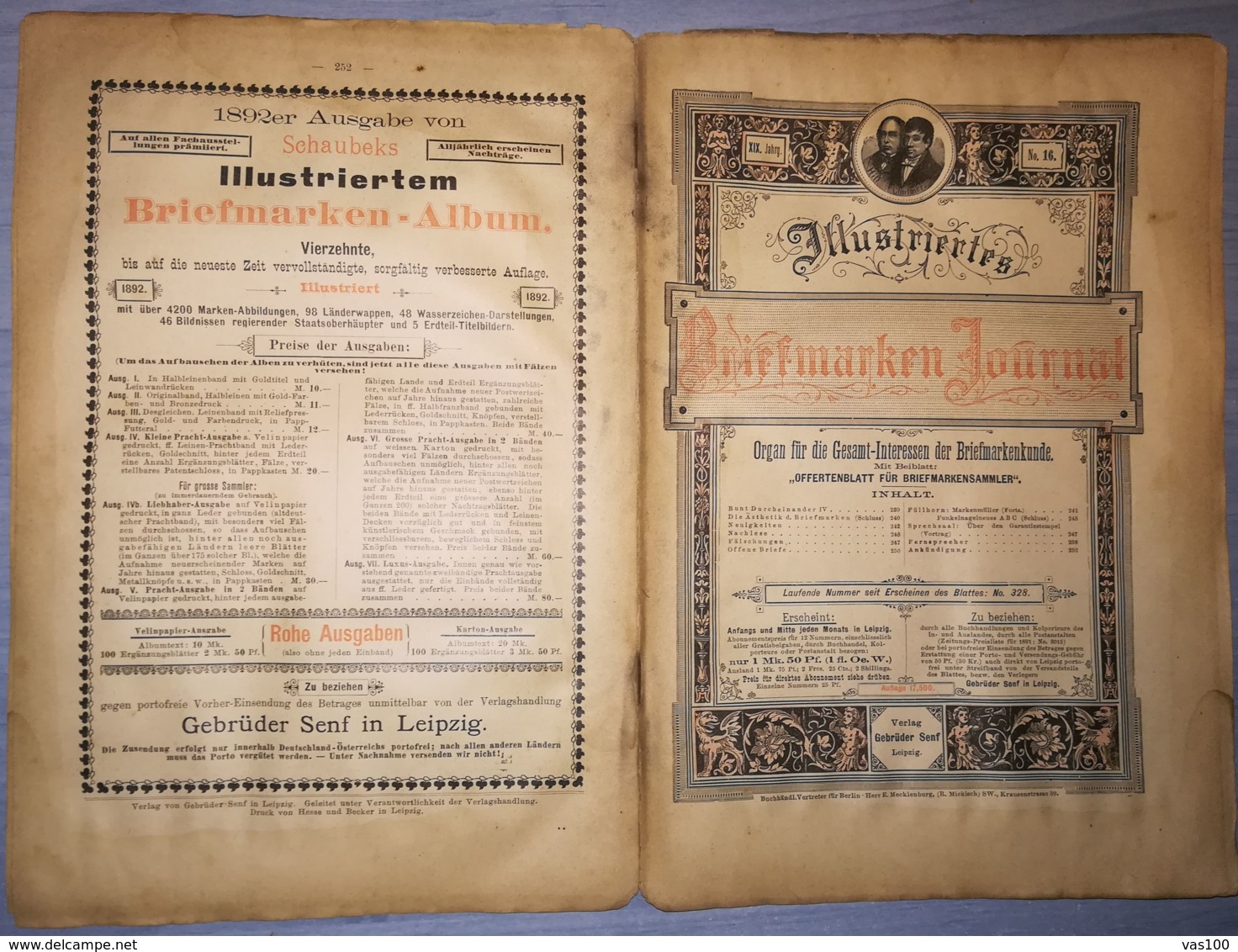 ILLUSTRATED STAMPS JOURNAL- ILLUSTRIERTES BRIEFMARKEN JOURNAL MAGAZINE, LEIPZIG, NR 16, AUGUST 1892, GERMANY - Deutsch (bis 1940)