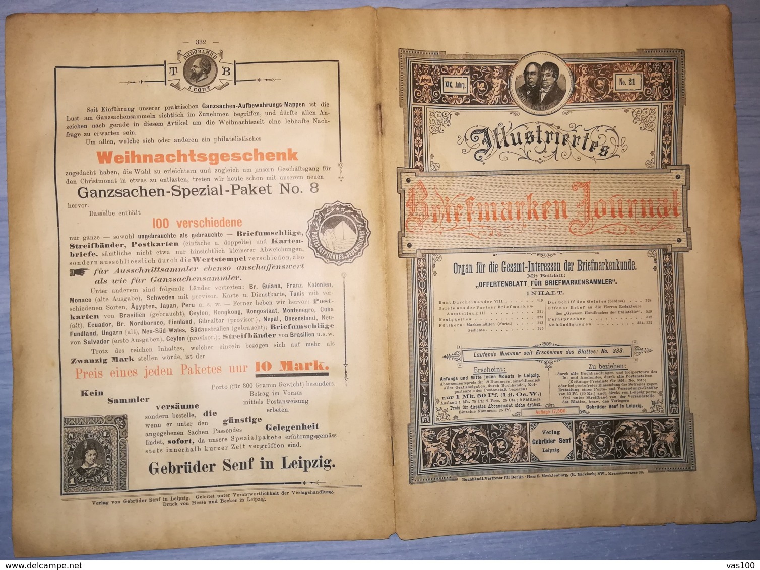 ILLUSTRATED STAMPS JOURNAL- ILLUSTRIERTES BRIEFMARKEN JOURNAL MAGAZINE, LEIPZIG, NR 21, NOVEMBER 1892, GERMANY - Deutsch (bis 1940)