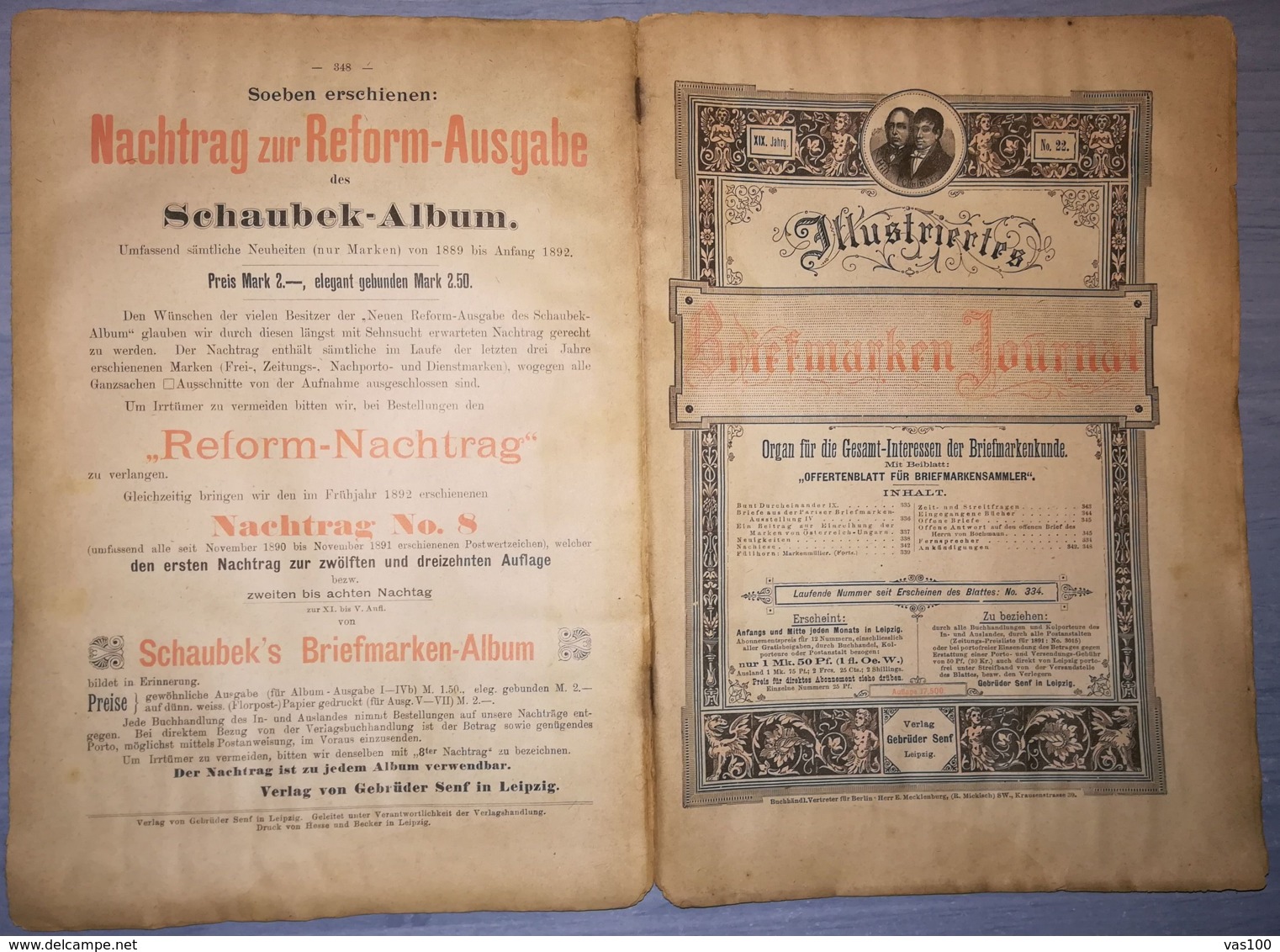 ILLUSTRATED STAMPS JOURNAL- ILLUSTRIERTES BRIEFMARKEN JOURNAL MAGAZINE, LEIPZIG, NR 22, NOVEMBER 1892, GERMANY - Tedesche (prima Del 1940)
