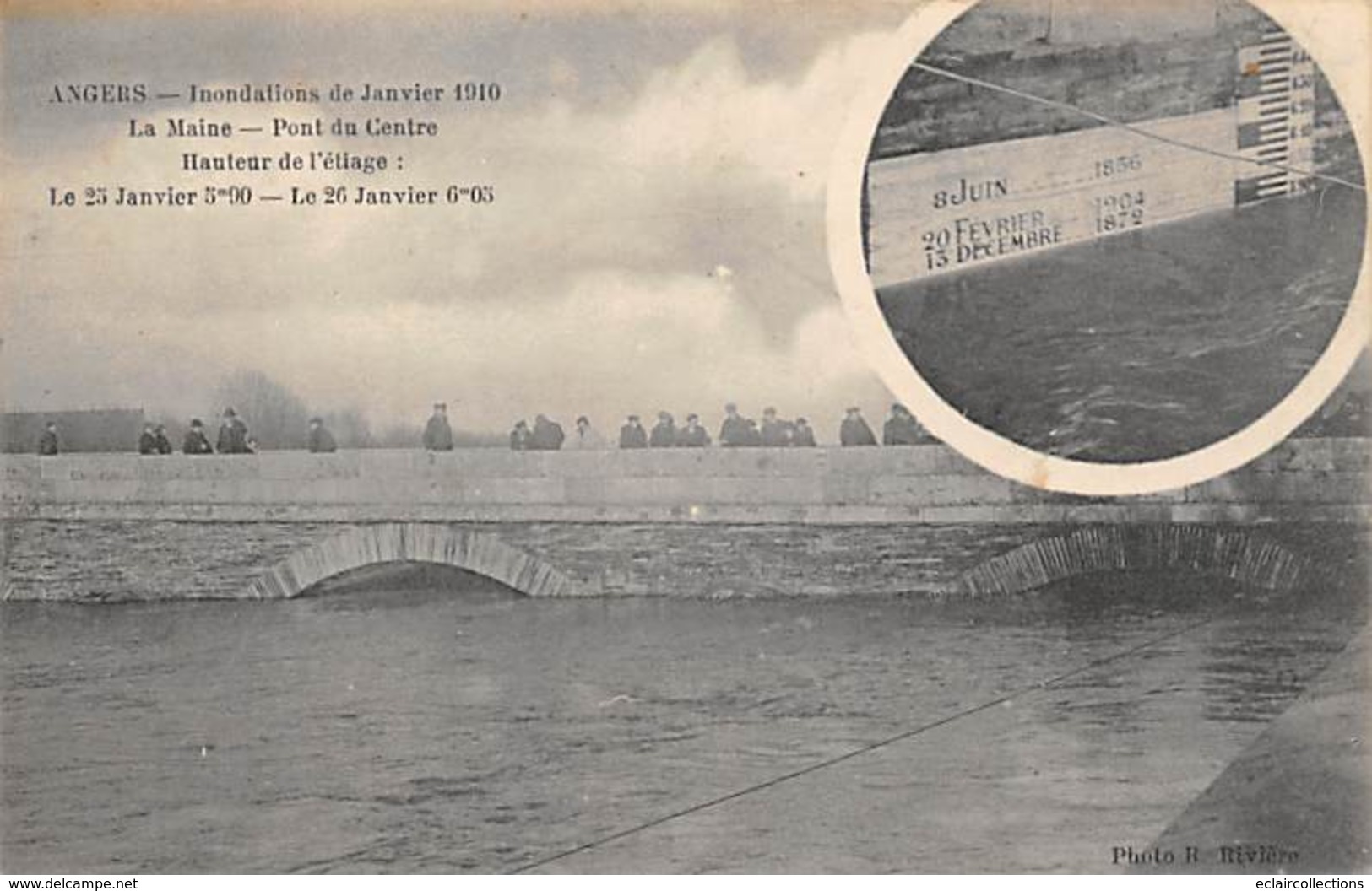 Angers        49      Inondations De 1910. Le Pont Du Centre    (voir Scan) - Angers