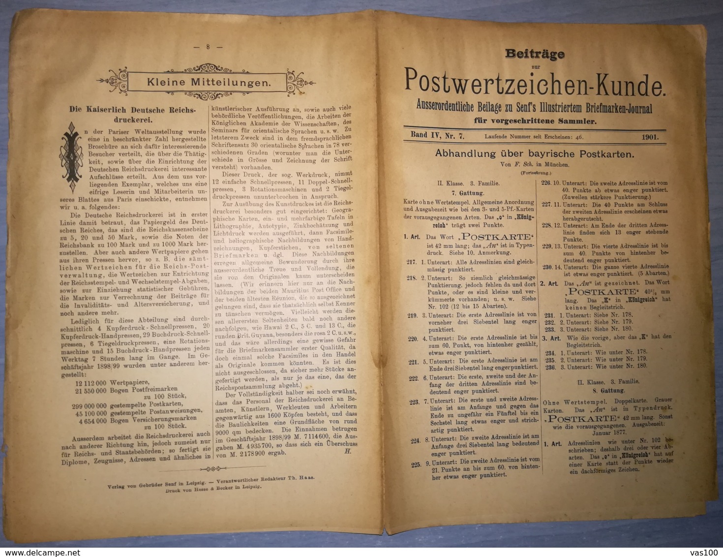 ILLUSTRATED STAMPS JOURNAL- ILLUSTRIERTES JOURNAL MAGAZINE SUPPLEMENT FOR COLLECTORS, LEIPZIG, NR 7, 1901, GERMANY - German (until 1940)
